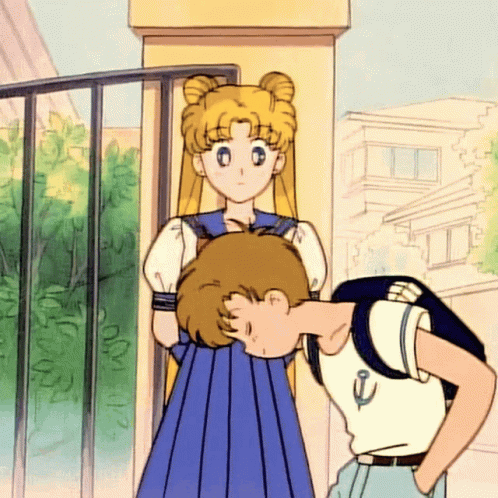 Cartoon Girl Standing Next to Boy with Backpack