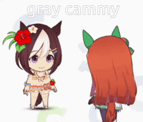 Cartoon Girl Standing Next To Horse Gray Cammy GIF
