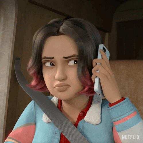Cartoon Girl Talking on Cell Phone
