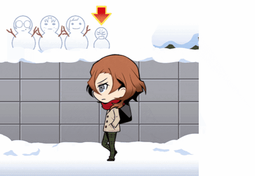 Cartoon Girl Walking in Snow