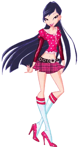 Cartoon Girl Waving in Plaid Skirt