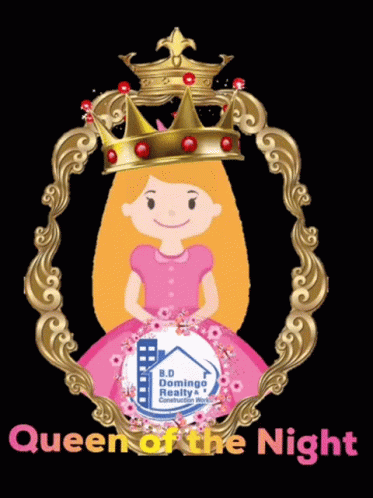 Cartoon Girl Wearing Crown Queen of the Night