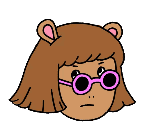 Cartoon Girl Wearing Glasses and Ears