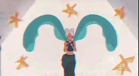 Cartoon Girl Wearing Headphones Looking At Camera GIF