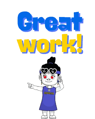 Cartoon Girl Wearing Sunglasses Great Work Sign