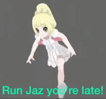 Cartoon Girl White Dress Running Run Jaz You're Late