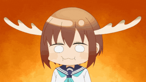 Cartoon Girl With Antlers Making Funny Face