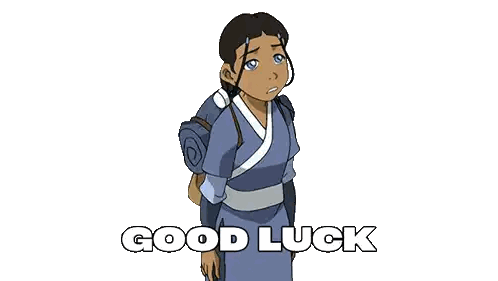 Cartoon Girl with Backpack Good Luck