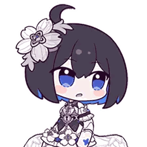 Cartoon Girl with Black Hair and Blue Eyes