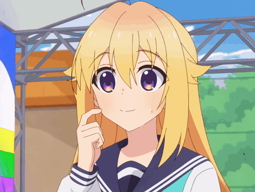 Cartoon Girl With Blonde Hair and Blue Eyes Smiling