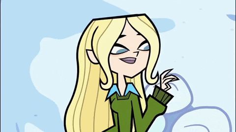 Cartoon Girl with Blonde Hair and Green Sweater