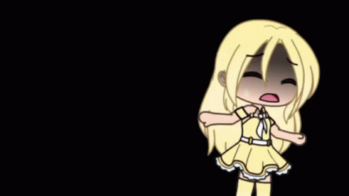 Cartoon Girl With Blonde Hair and Yellow Dress in Dark Room