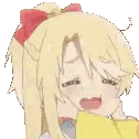 Cartoon Girl with Blonde Hair Holding Banana