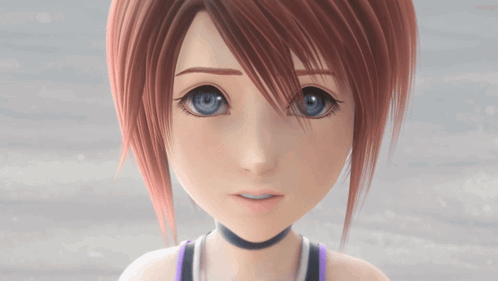 Cartoon Girl With Blue Eyes Close Up GIF