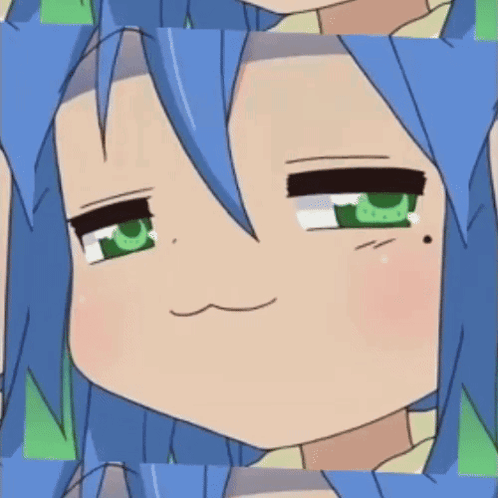 Cartoon Girl With Blue Hair And Green Eyes Making Funny Face GIF