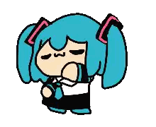 Cartoon Girl with Blue Hair and Red Ears