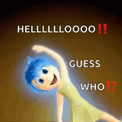 Cartoon Girl With Blue Hair Doing Yoga Saying Guess Who GIF