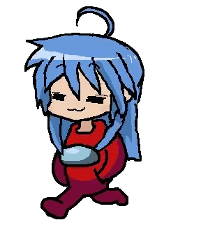 Cartoon Girl with Blue Hair