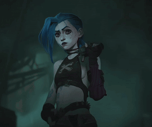 Cartoon Girl With Blue Hair Holding Gun GIF