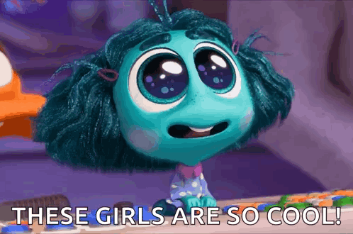 Cartoon Girl With Blue Hair Saying These Girls Are So Cool