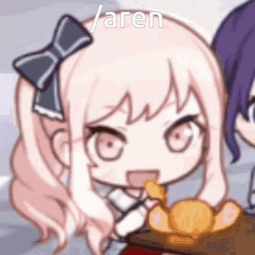 Cartoon Girl with Bow Holding Cookie