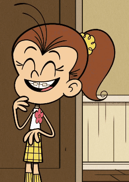 Cartoon Girl With Braces and Flower Smiling