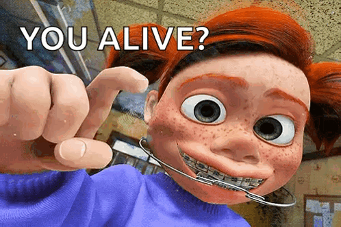 Cartoon Girl With Braces Pointing You Alive