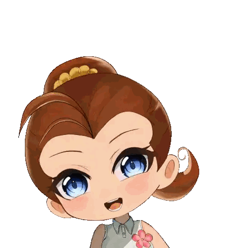 Cartoon Girl with Brown Hair and Blue Eyes