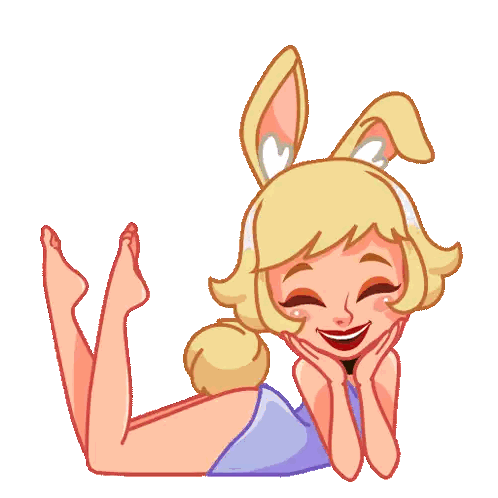 Cartoon Girl with Bunny Ears Lying