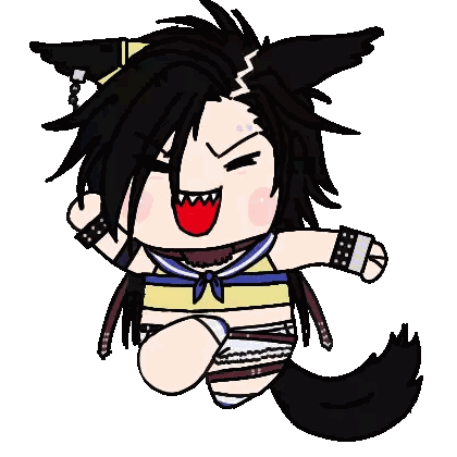 Cartoon Girl with Cat Ear and Tail