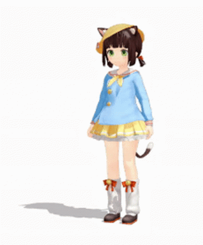 Cartoon Girl With Cat Ear Hat Dancing GIF