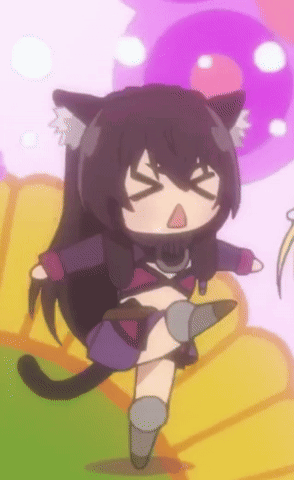 Cartoon Girl with Cat Ear Making Face