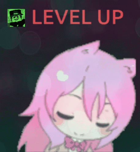 Cartoon Girl With Cat Ear Saying Level Up