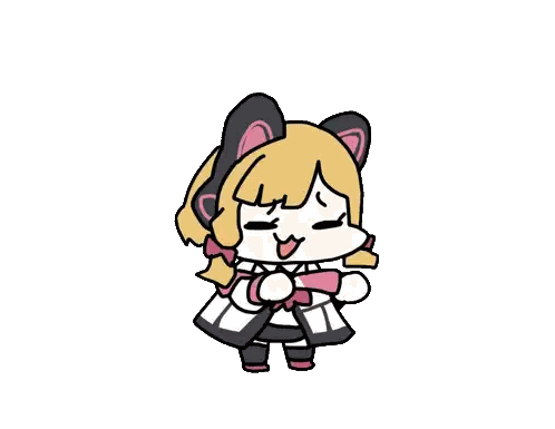 Cartoon Girl With Cat Ears and Bow