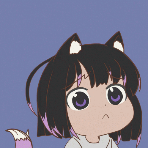Cartoon Girl With Cat Ears And Hearts GIF
