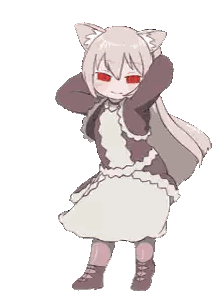 Cartoon Girl With Cat Ears and Red Eyes