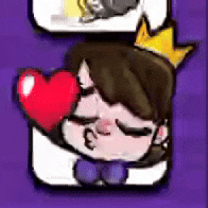 Cartoon Girl with Crown Holding Heart