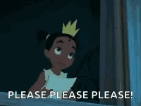 Cartoon Girl With Crown Saying Please Please Please GIF