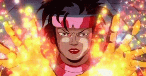Cartoon Girl With Fire Hands