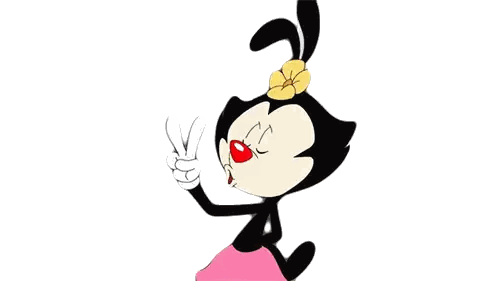Cartoon Girl with Flower Giving Peace Sign