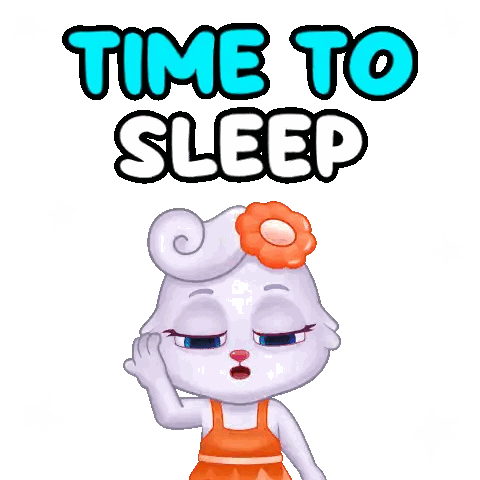 Cartoon Girl with Flower Saying Time to Sleep