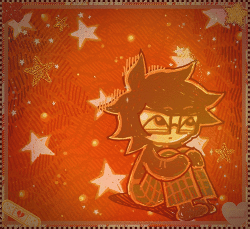 Cartoon Girl With Glasses on Red Background