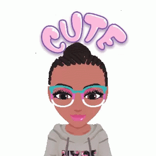 Cartoon Girl With Glasses Saying Cute