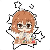 Cartoon Girl with Glasses Sitting at Table