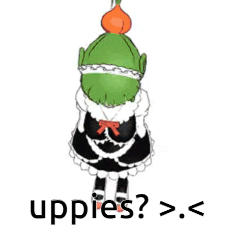 Cartoon Girl With Green Hair And Carrot On Head In Maid Outfit GIF