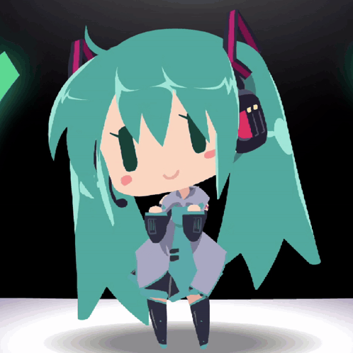Cartoon Girl With Green Hair and Headphones