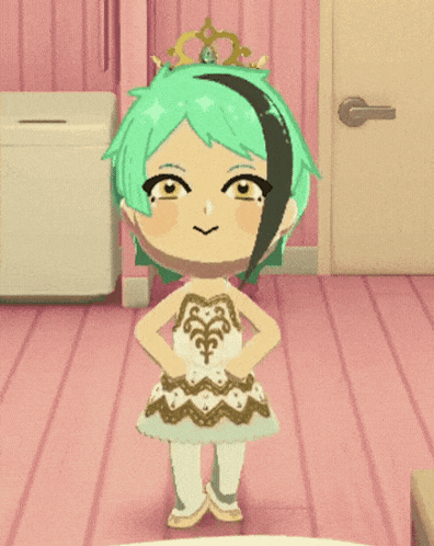 Cartoon Girl With Green Hair and Tiara