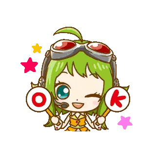 Cartoon Girl with Green Hair Holding OK Signs