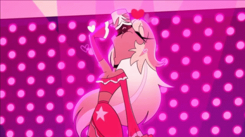 Cartoon Girl With Heart Head And Polka Dot Background GIF