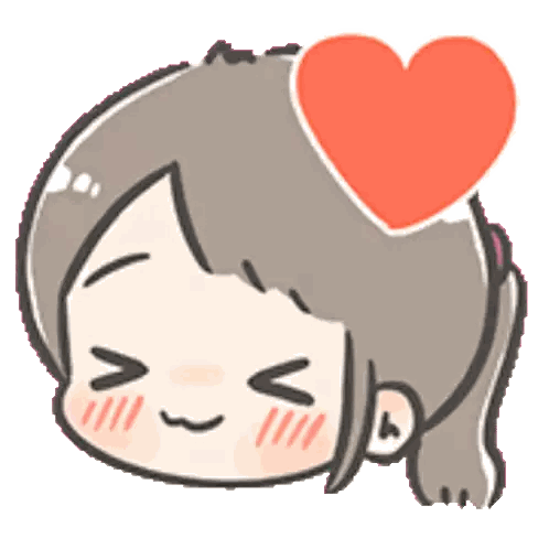 Cartoon Girl with Heart in Hair